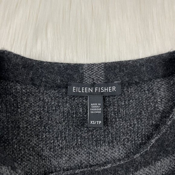 Eileen Fisher Size XS Windowpane Plaid Merino Wool Open Front Cardigan Sweater - Picture 6 of 11